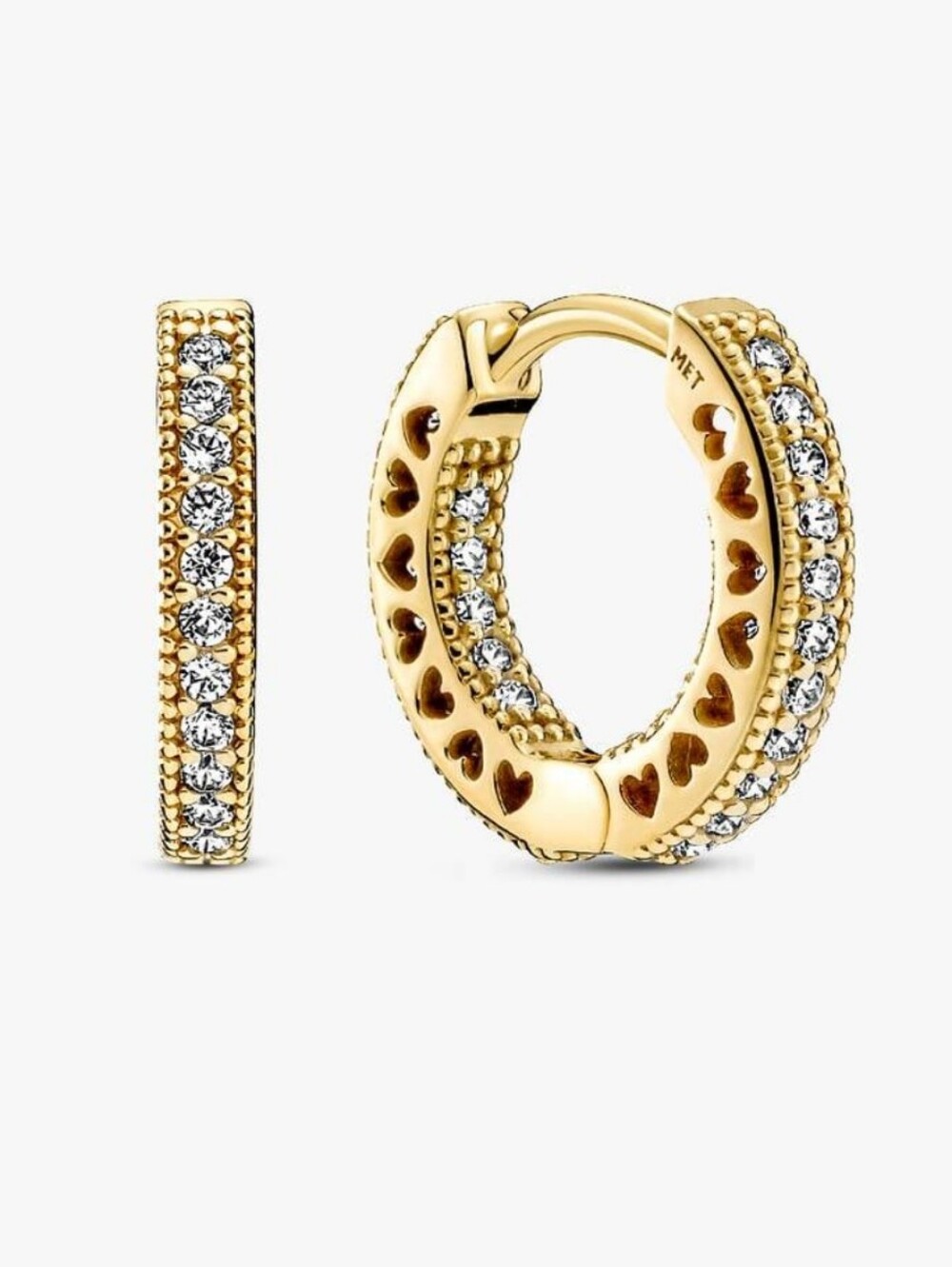 Pandora Pavé Heart Hoop Gold Plated Earrings - Picture 1 of 12